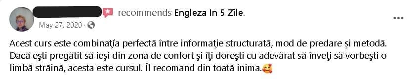 feedback pozitiv de pe rețea socială – curs B1