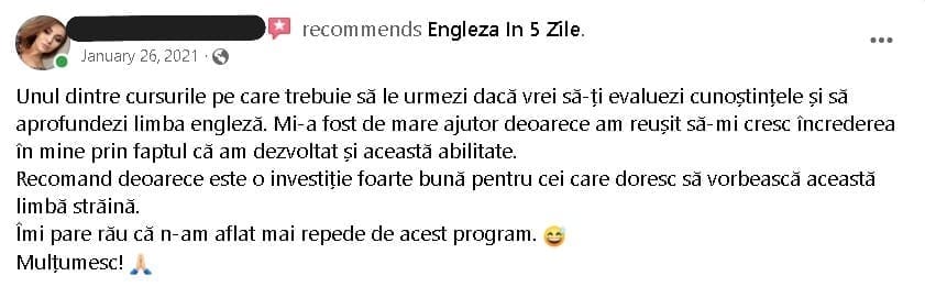 recenzie anonimă – curs engleză conversațional