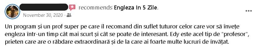 opinia clientului – curs engleză fără exerciții gramatică