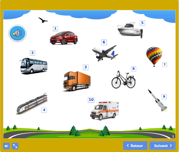 Page interactive : les moyens de transport