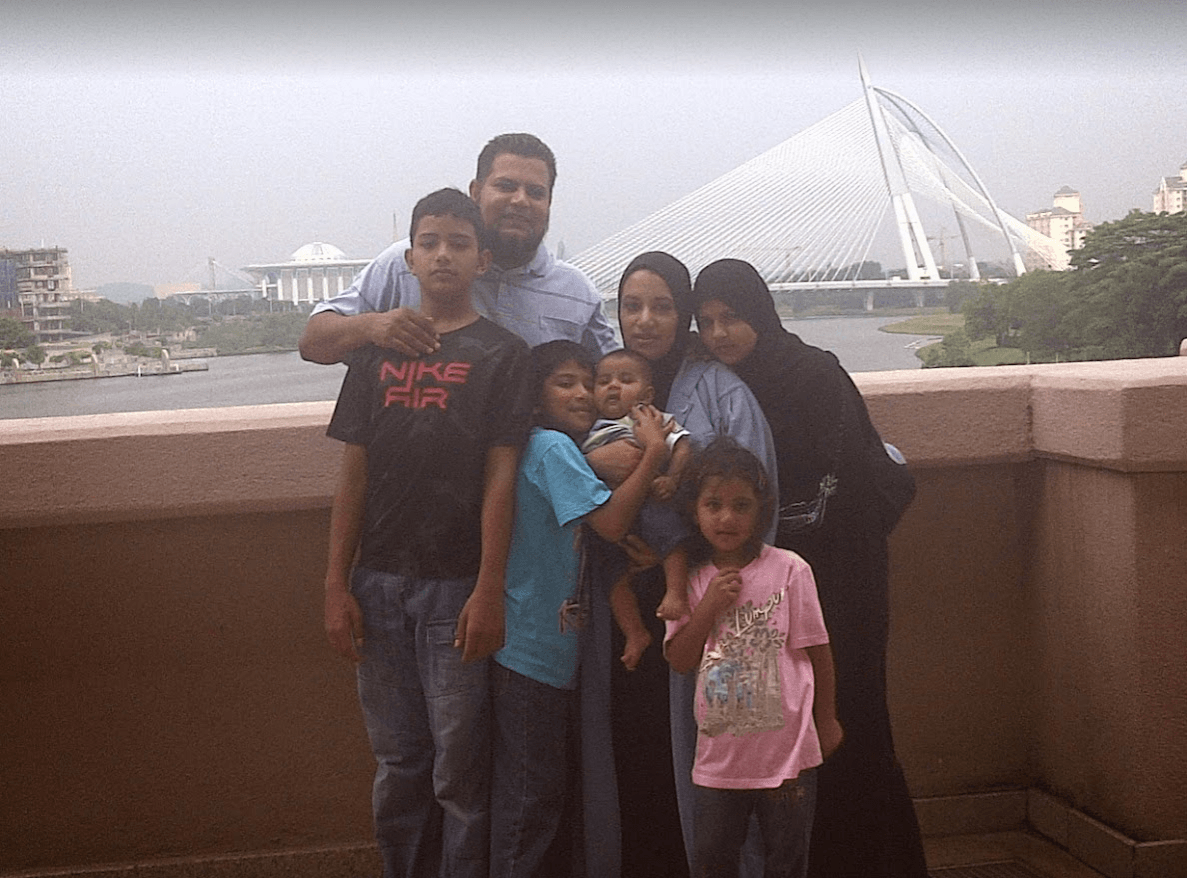 In the courtyard of the famous Pink Mosque in Putrajaya in Malaysia