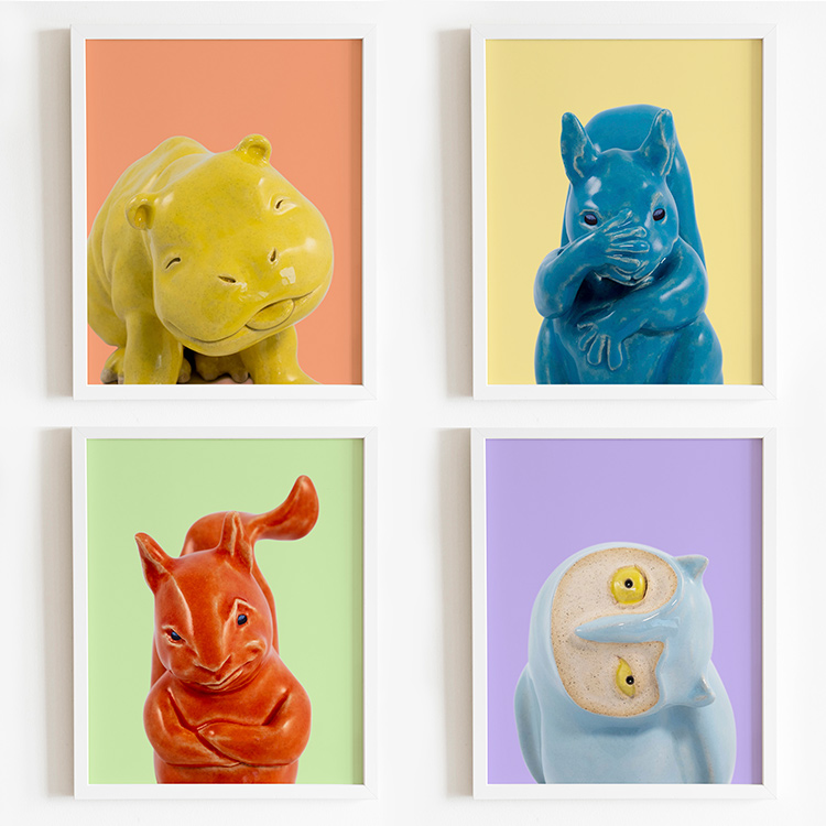 Swinging Moods Collection of 4 art prints in white frames