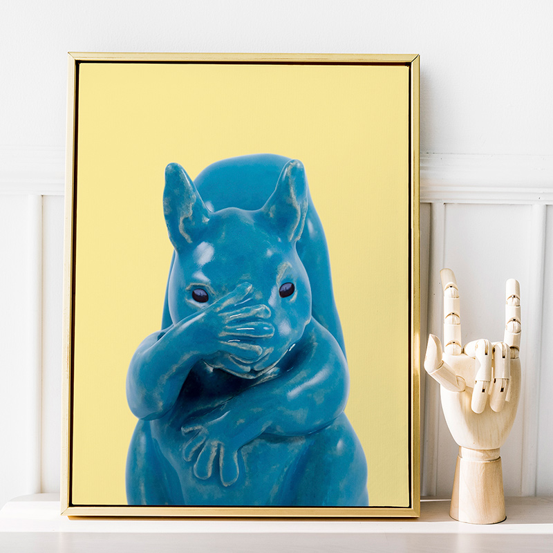 Bashful Squirrel Print in Natural Frame