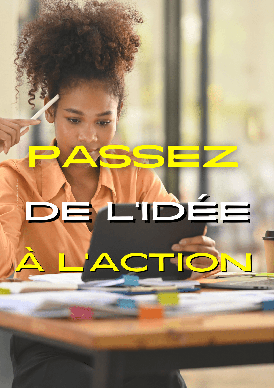 Femme déterminée symbolisant le passage de l’idée à l’action avec le Bilan Stratégie.