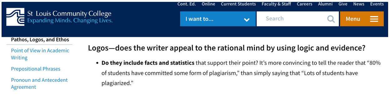 St. Louis Community College - appeal to the rational mind using login and evidence