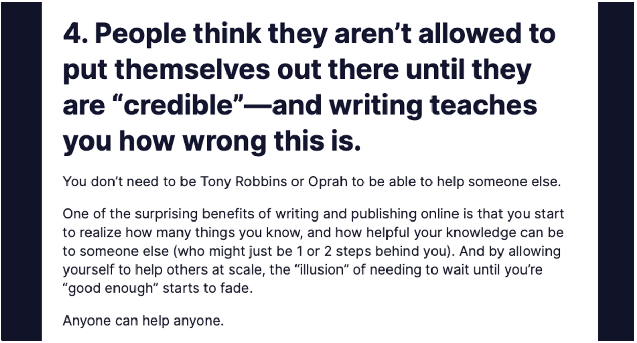 People think they aren't allowed to put themselves out there until they are "credible"