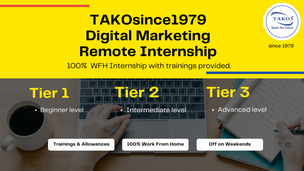 Digital marketing remote internship: Gain practical experience in digital marketing strategies from home.