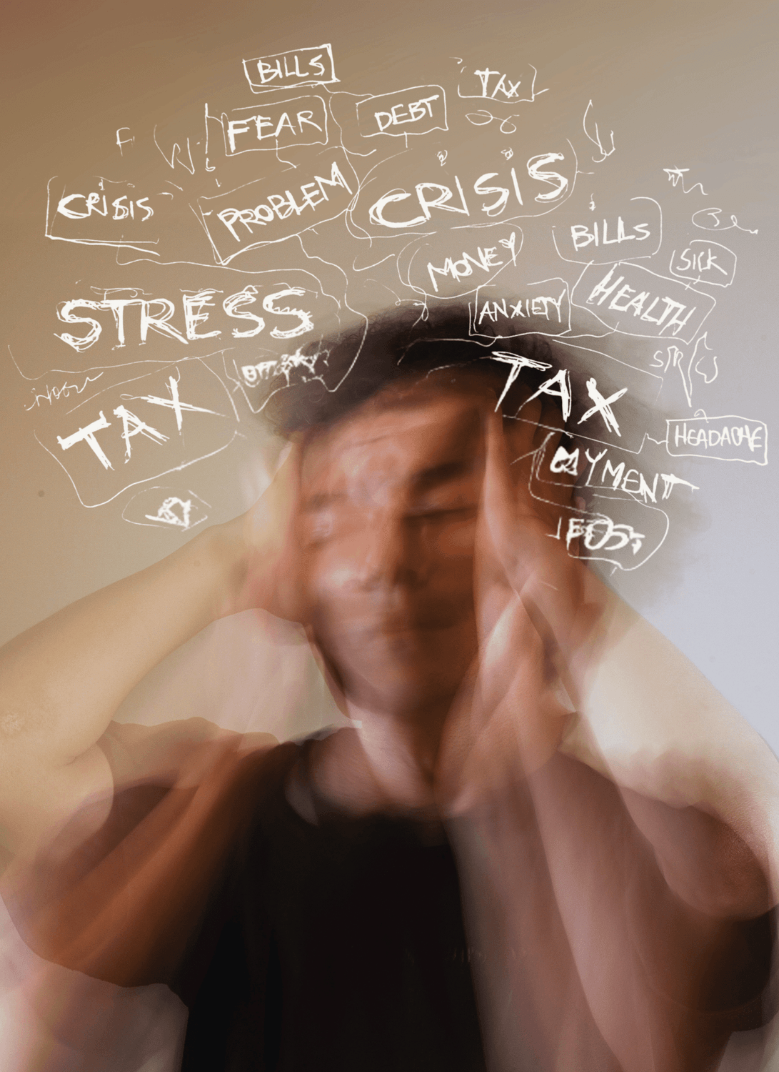 Stress, kinésithérapeute, pression, taxes, factures