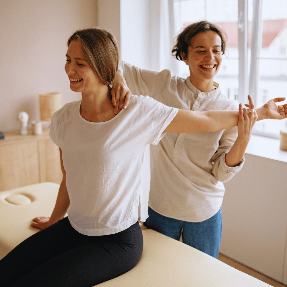 femmes, kinésithérapeute, mouvement