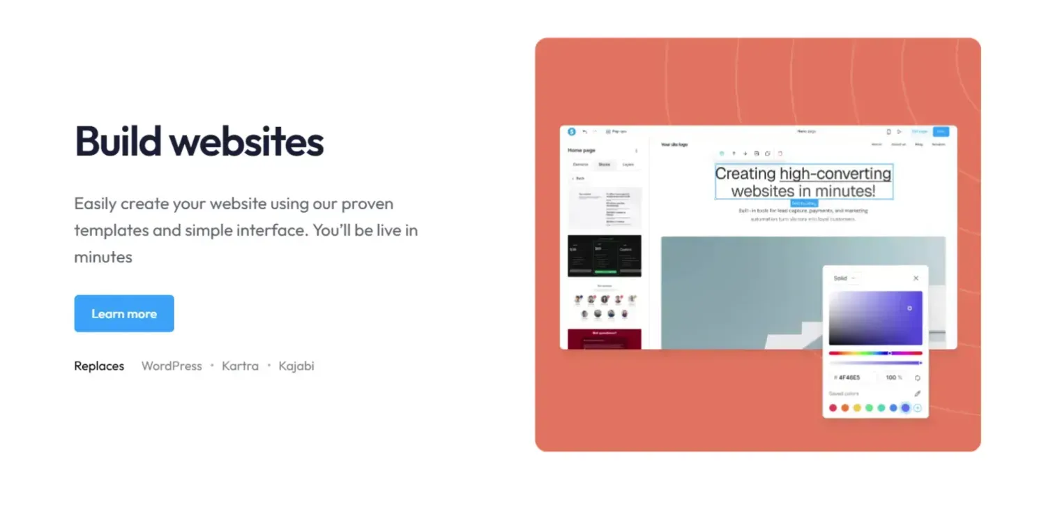 The Website Builder & Blogging Feature