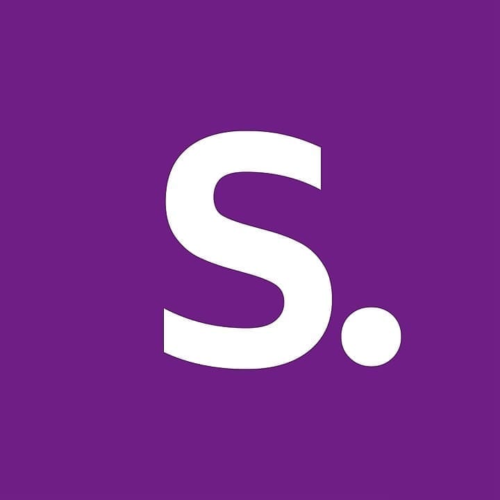 Shor logo in purple. A big S with a period