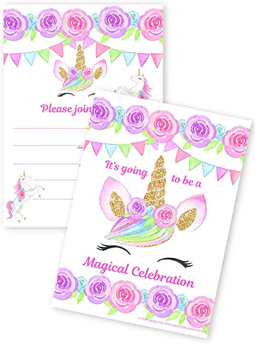 Unicorn invitations, kids party invitations, birthday party invitations, invite, birthday