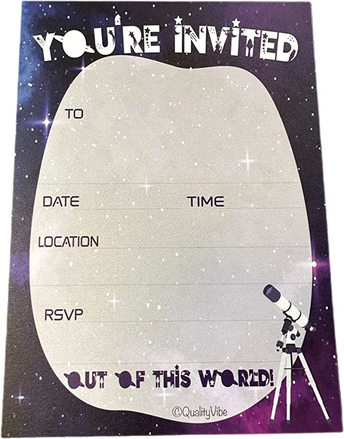 Out of this World Invitations, outer space invitations, party invitations