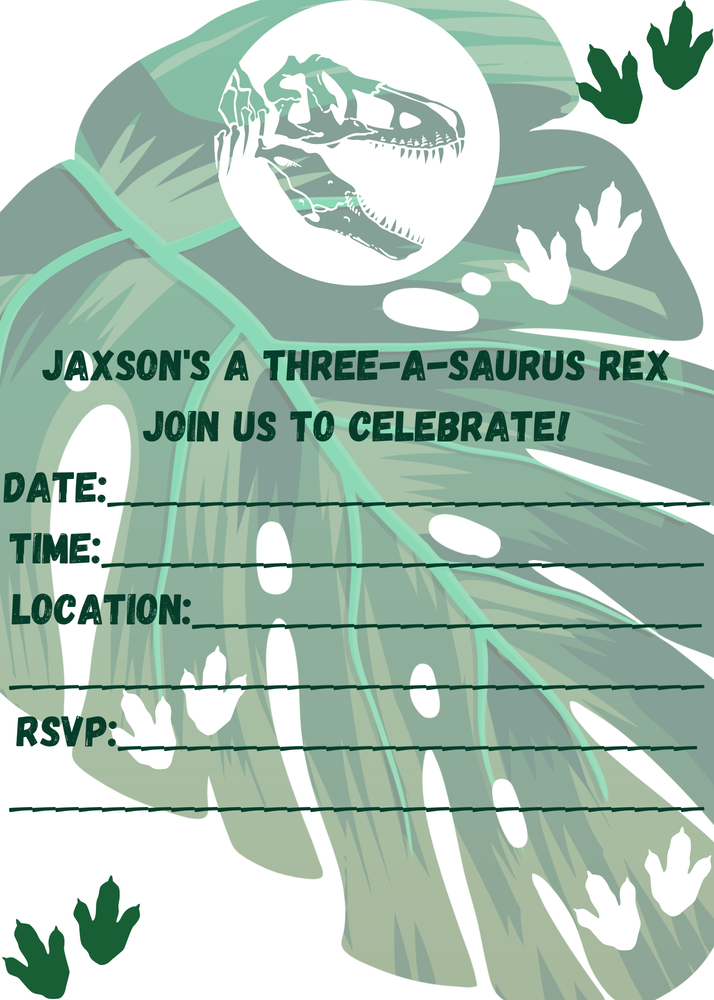 Canva invitation, dinosaur party invitation, birthday invitation, dino, party invitation