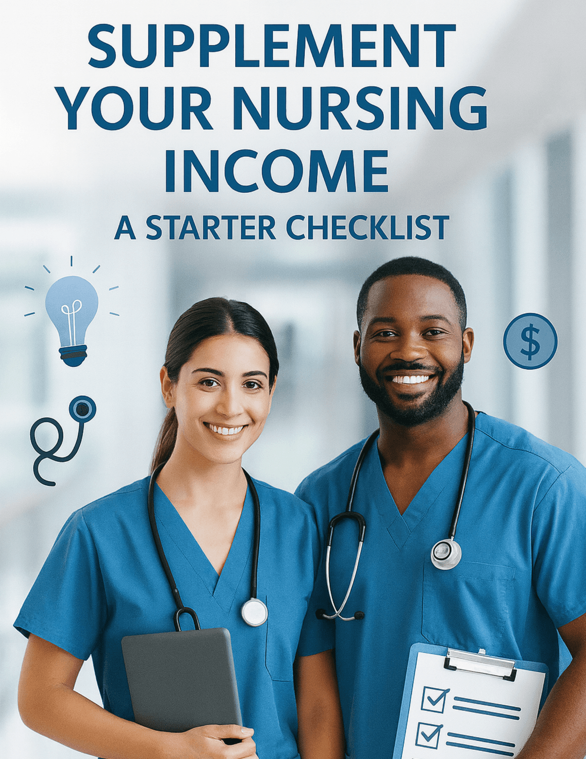 Navy blue nursing checklist mockup