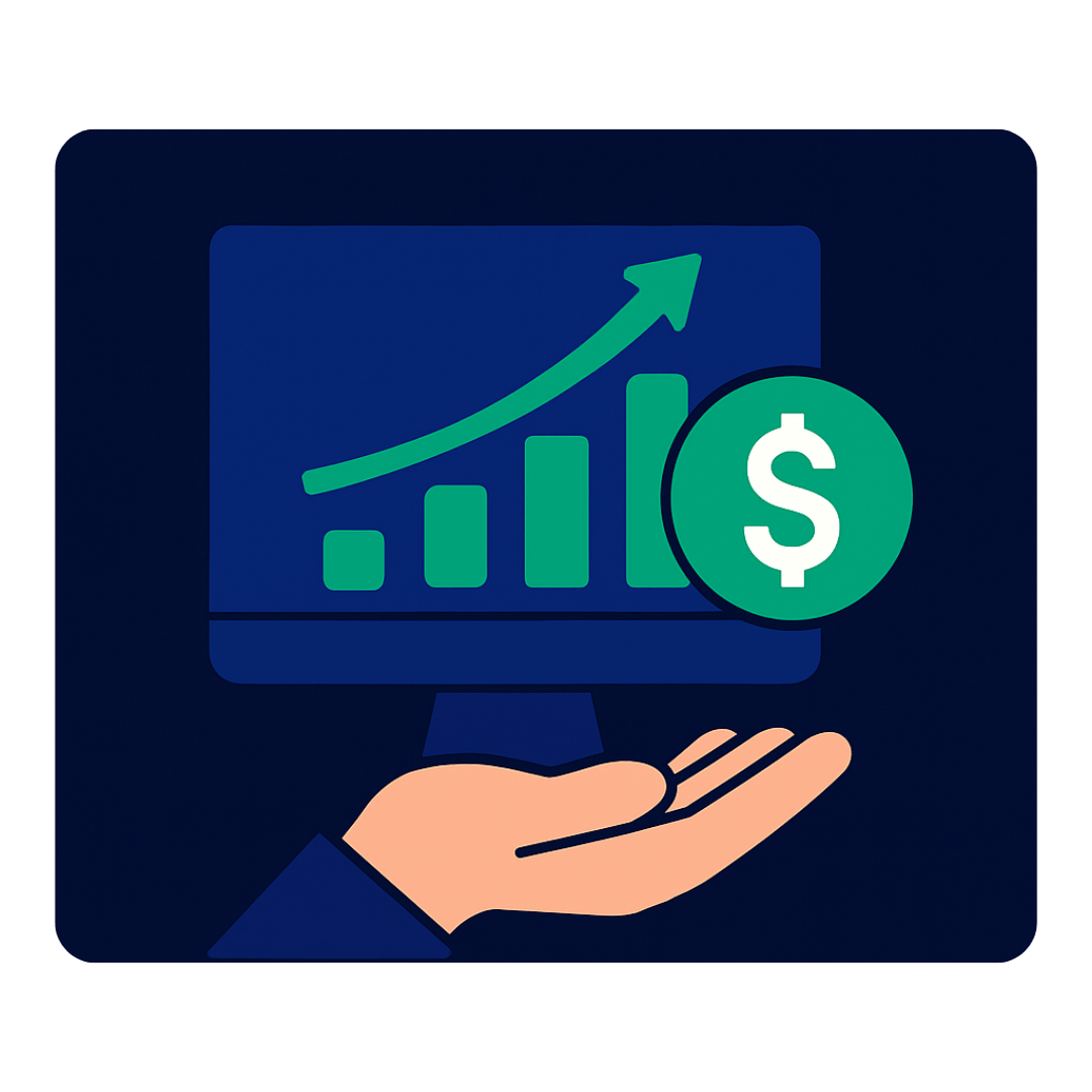 Watching profits grow in forex trading with upward chart and dollar sign