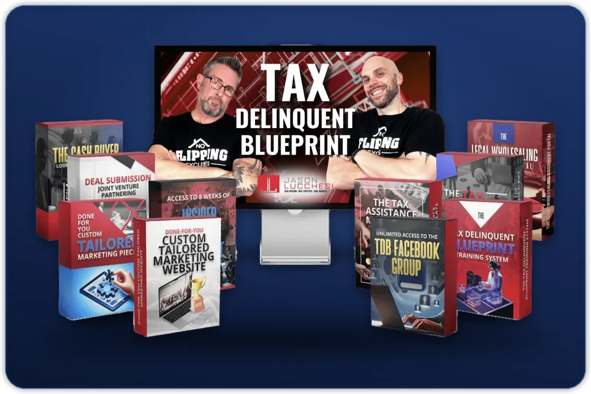 Tax Delinquent Blueprint on a laptop and phone
