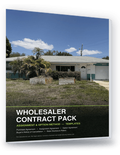 Wholesaler Contract Pack cover, a free wholesale real estate contract PDF