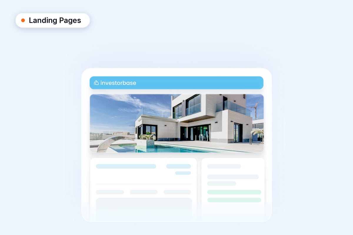 An InvestorBase deal landing page with a property photo, ready to share with buyers