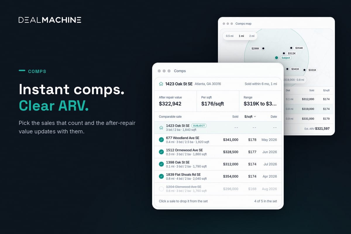 DealMachine comps tool with an ARV estimate