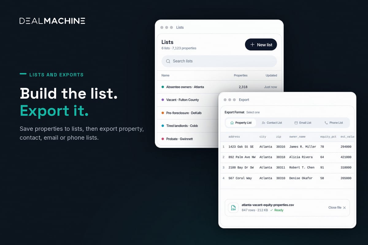 DealMachine lists and exports with DNC scrub