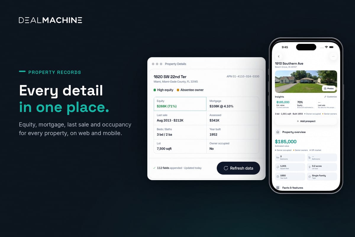 DealMachine property page with owner and property details