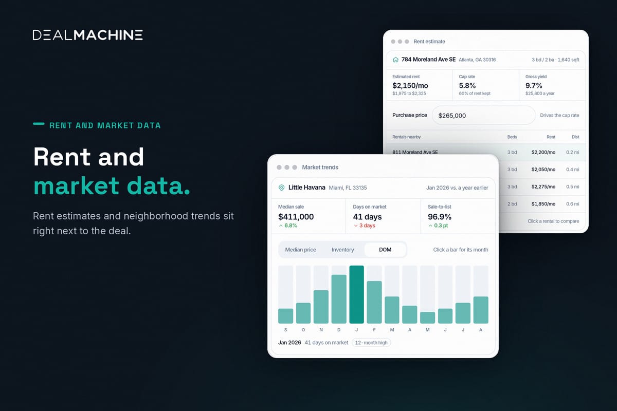 DealMachine rent and market data