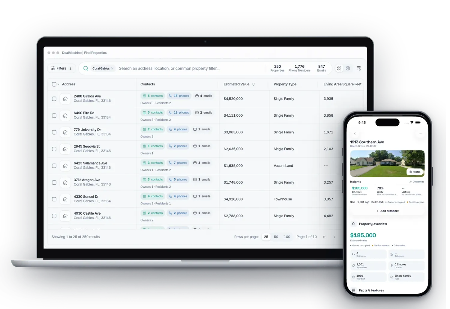 DealMachine on a laptop and phone