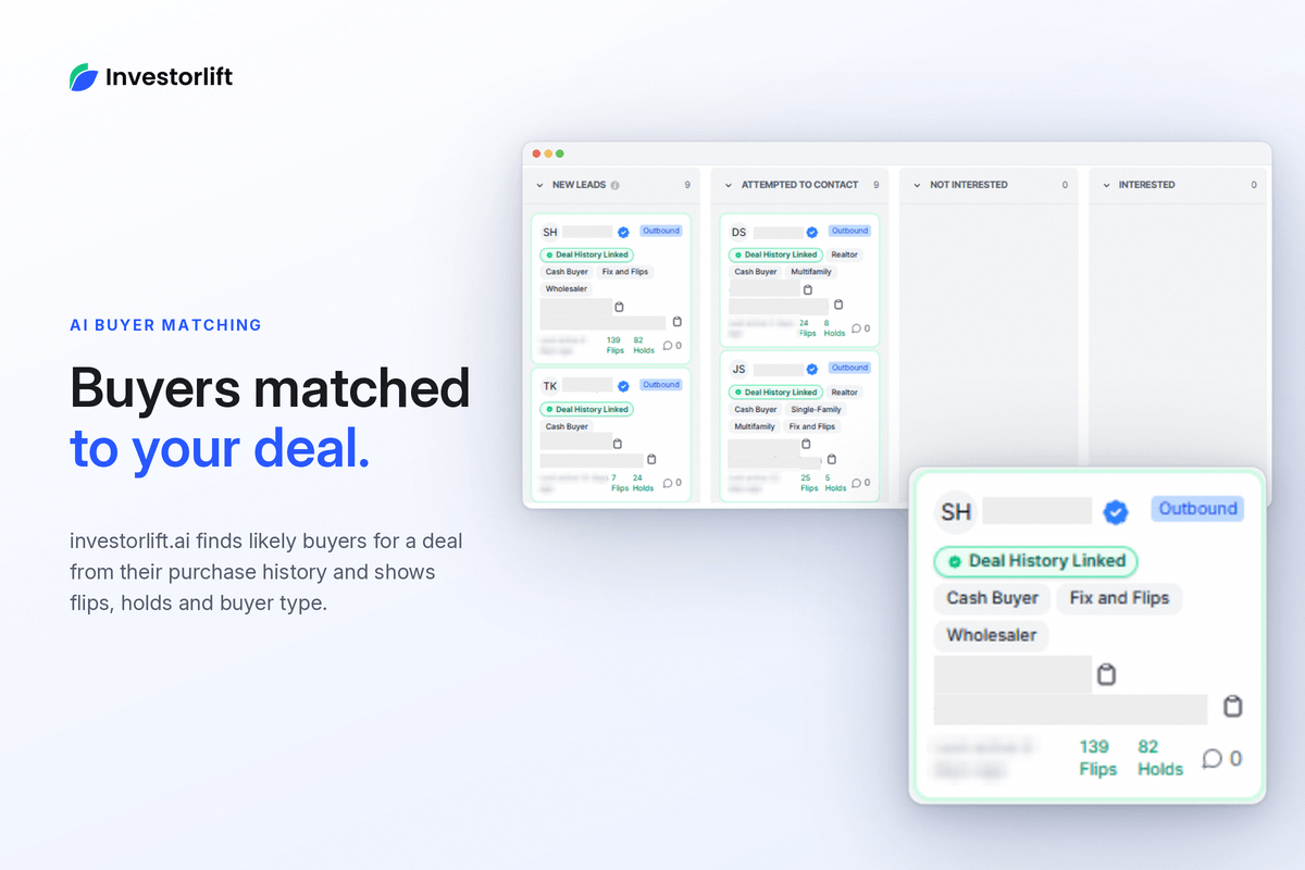 InvestorLift AI buyer matches ranked for one deal