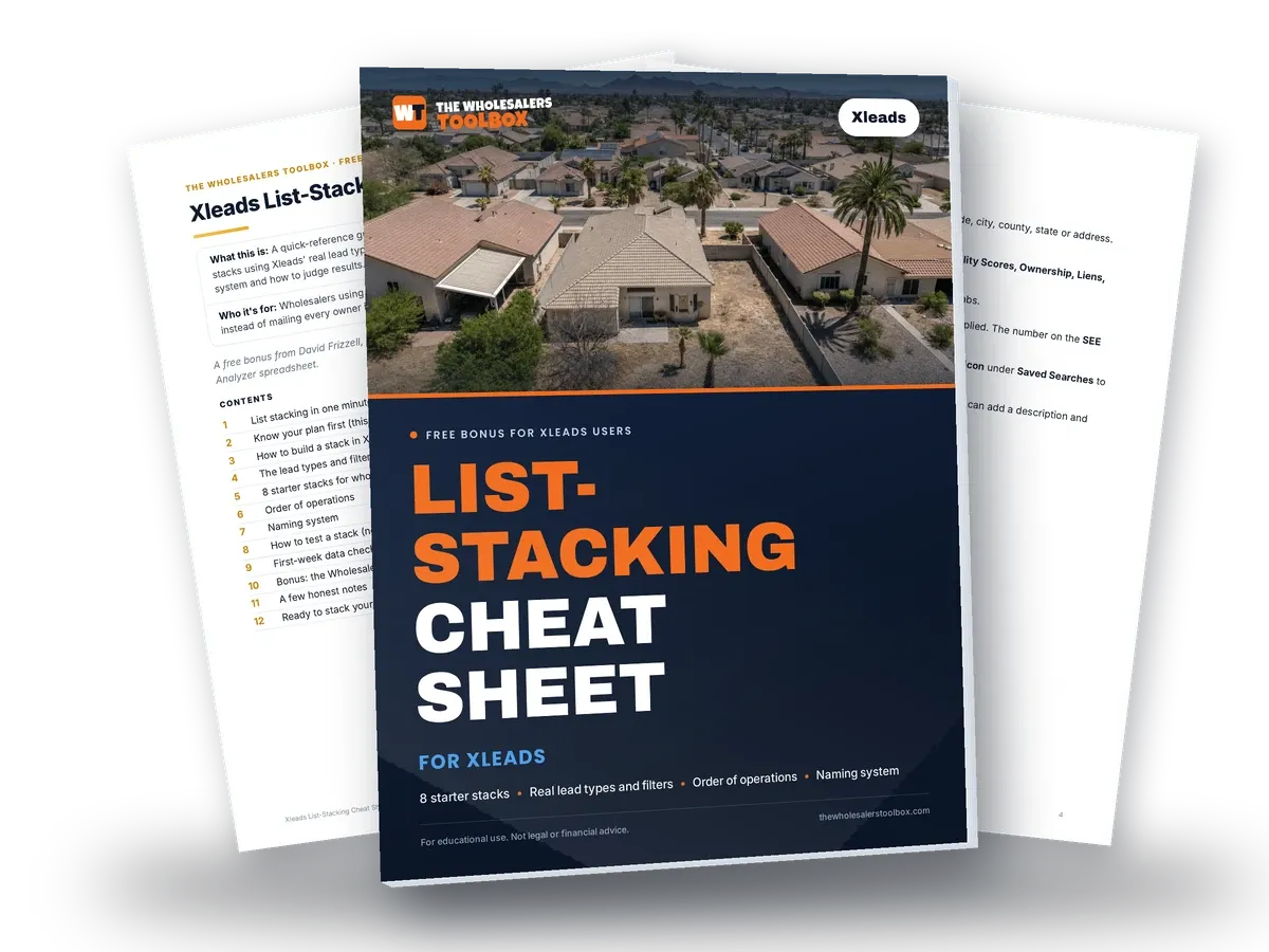 Xleads List-Stacking Cheat Sheet + Deal Analyzer Spreadsheet