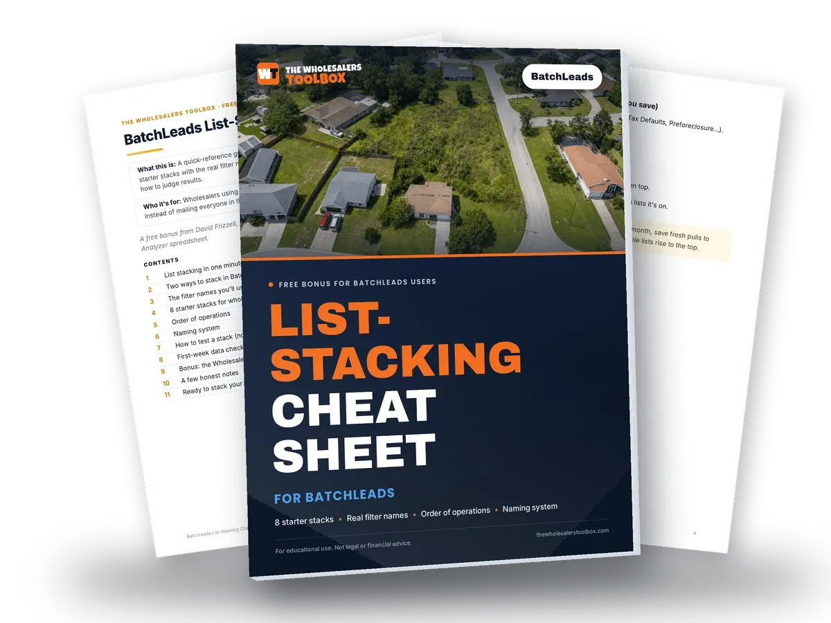 BatchLeads List-Stacking Cheat Sheet + Deal Analyzer Spreadsheet