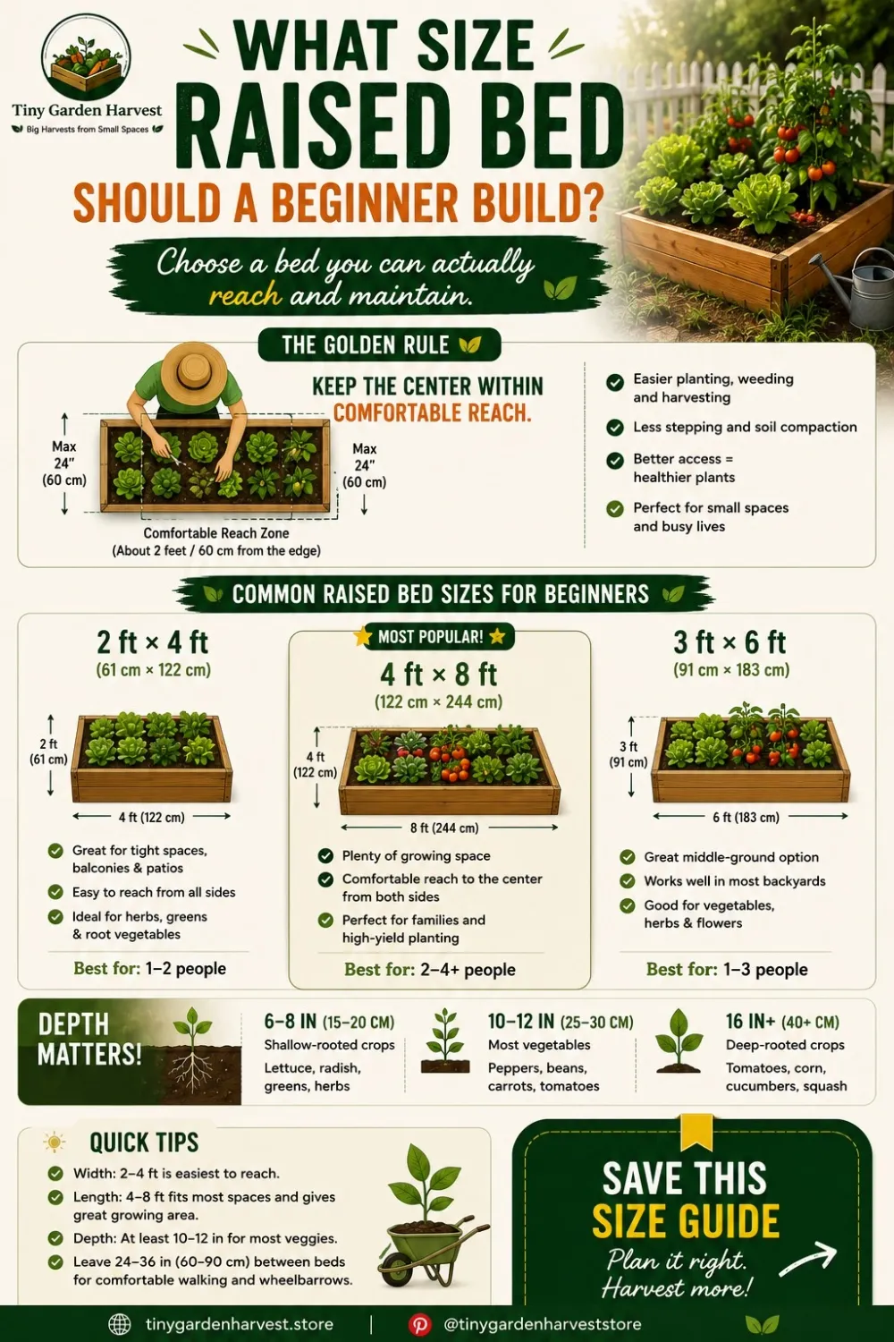 Beginner’s guide to choosing the right raised bed size, depth, and layout for a productive garden.