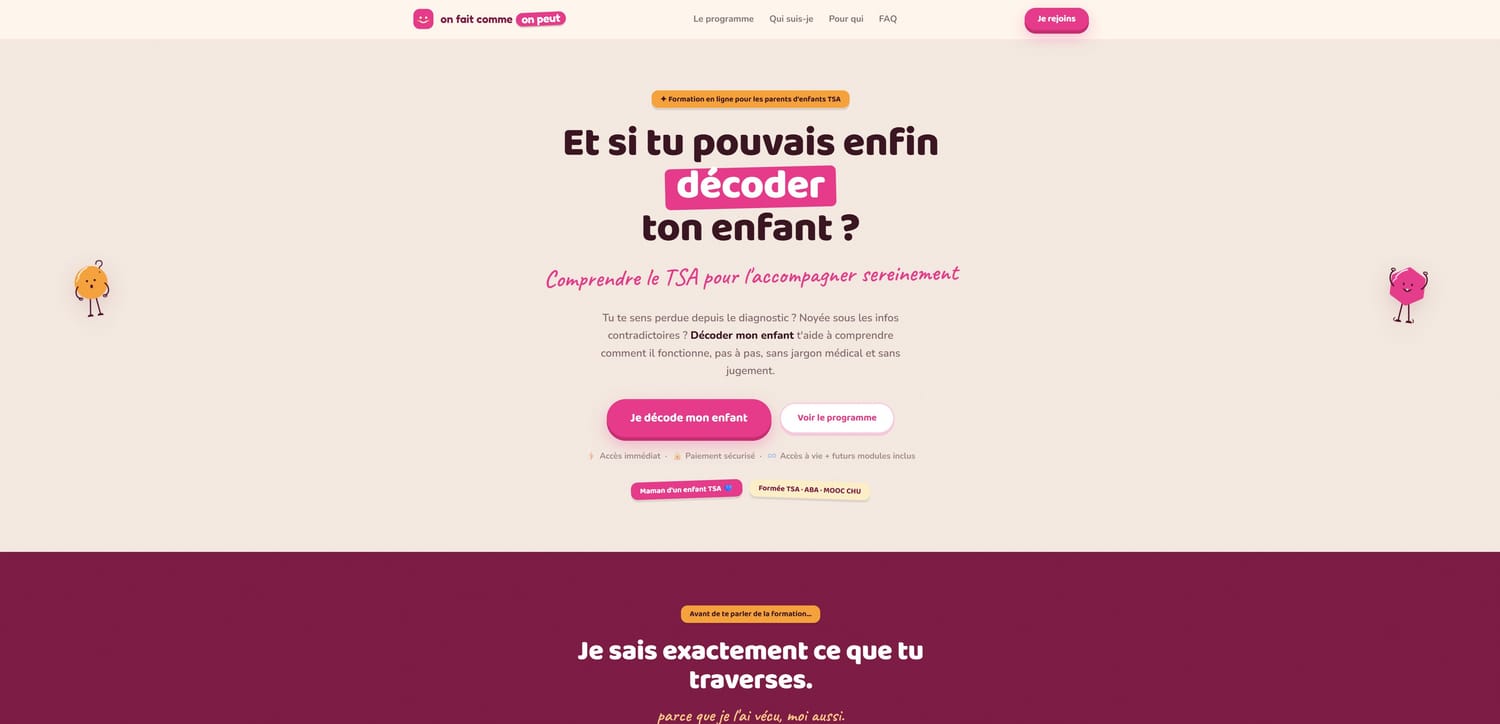 Page de vente de ma compagne (On fait comme on peut)