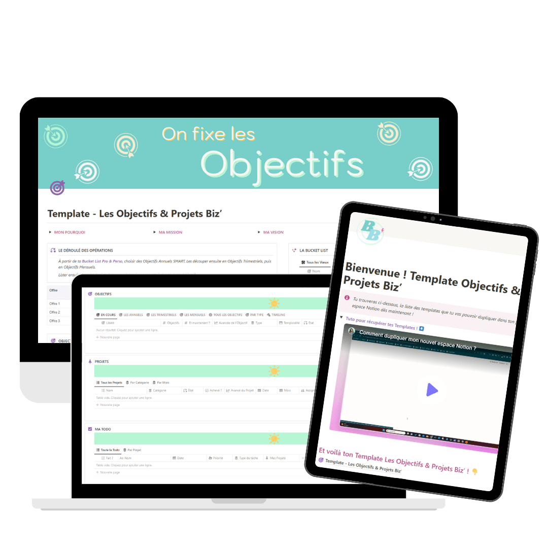 Aperçu du template Objectifs & Projets