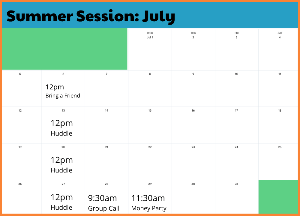 July Calendar Schedule