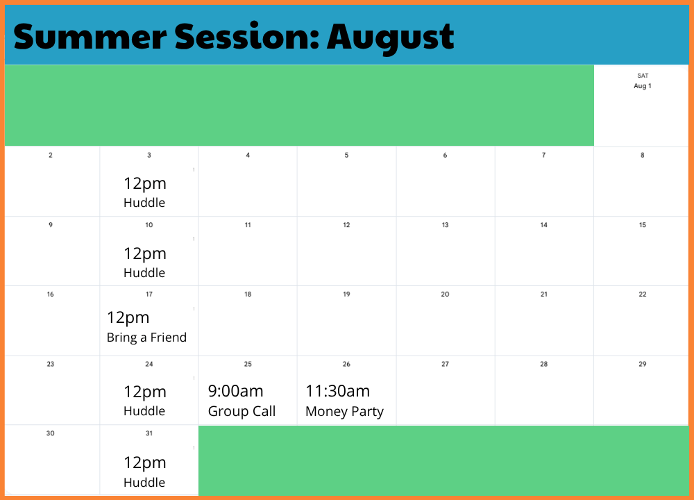 August Calendar Schedule
