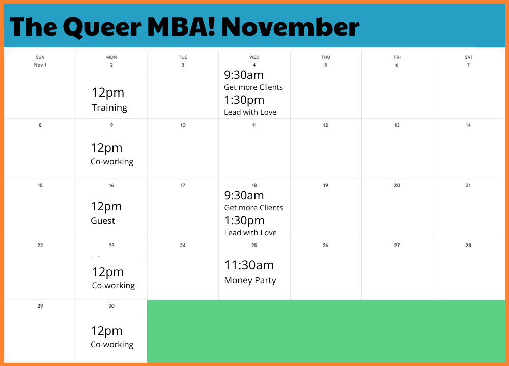 November Calendar Schedule