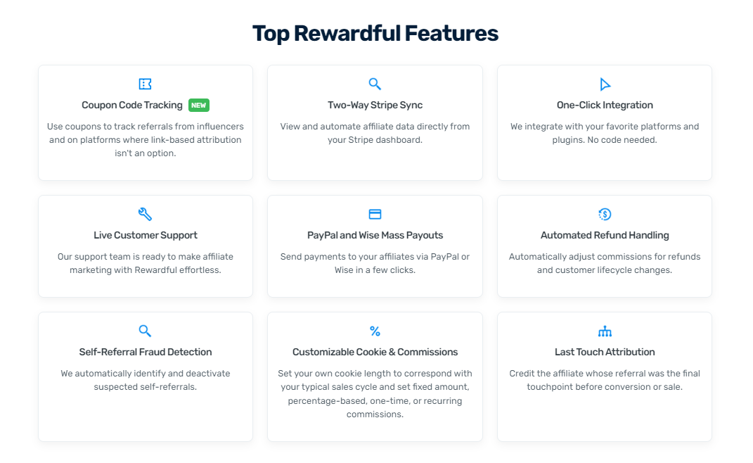 Rewardful Features