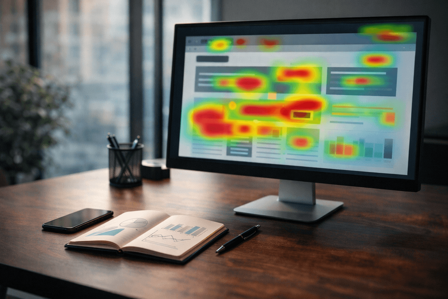 Analyse comportement utilisateur avec heatmap colorée sur tunnel de vente Systeme.io pour optimisation stratégique de la conversion
