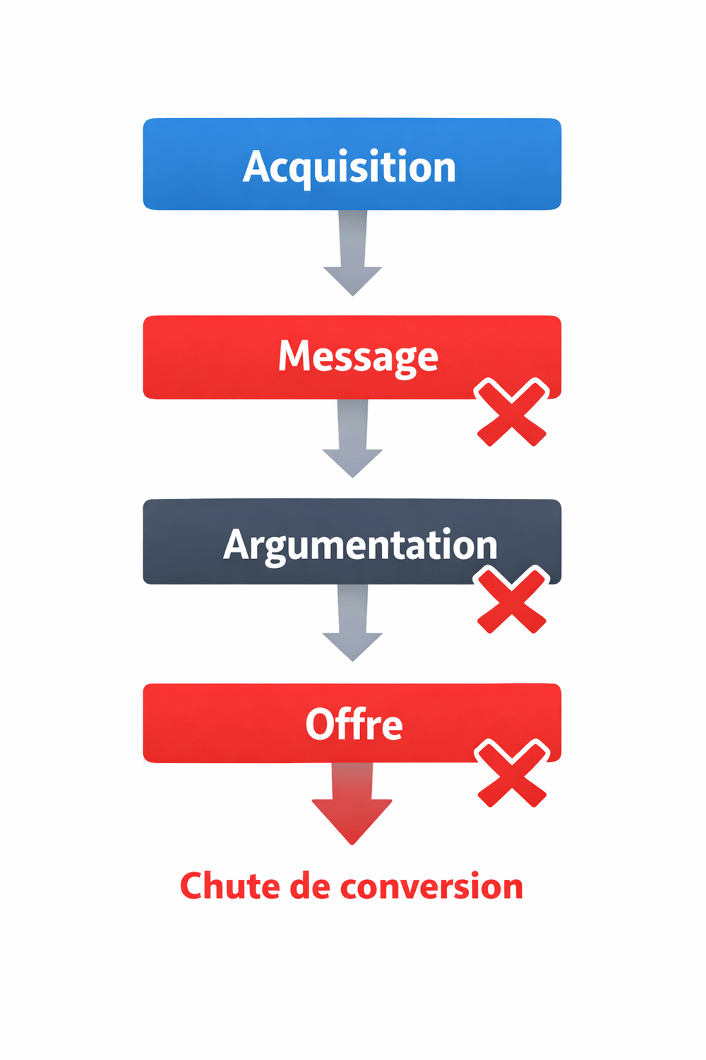 architecture tunnel systeme.io incohérences acquisition message offre conversion