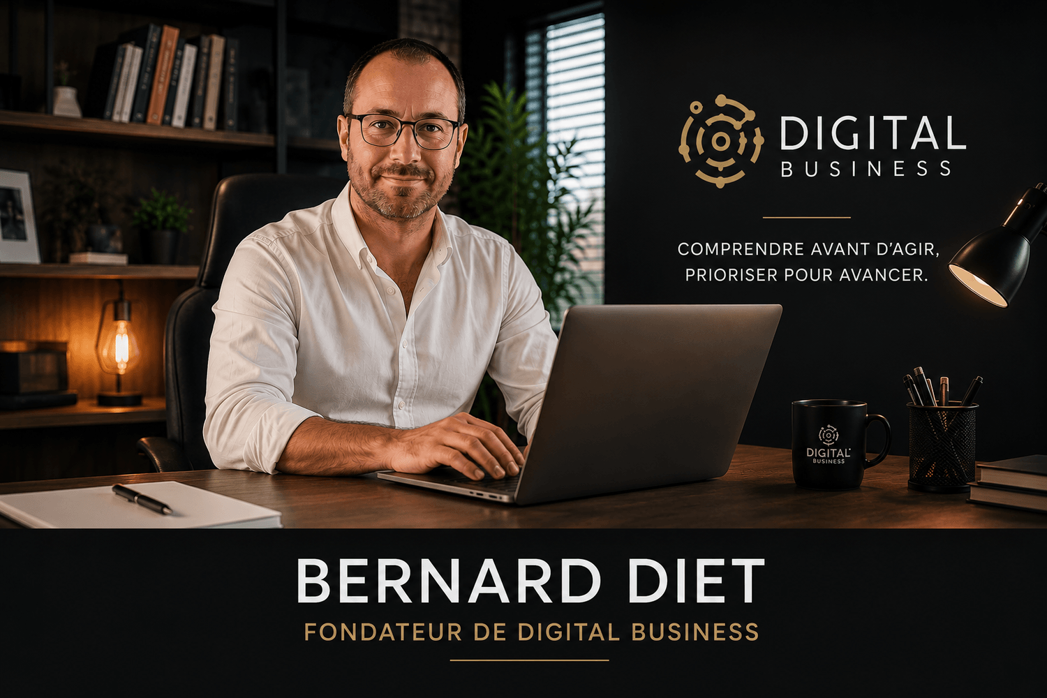 Bernard Diet, fondateur de DIGITALE BUSINESS, dans son environnement de travail.