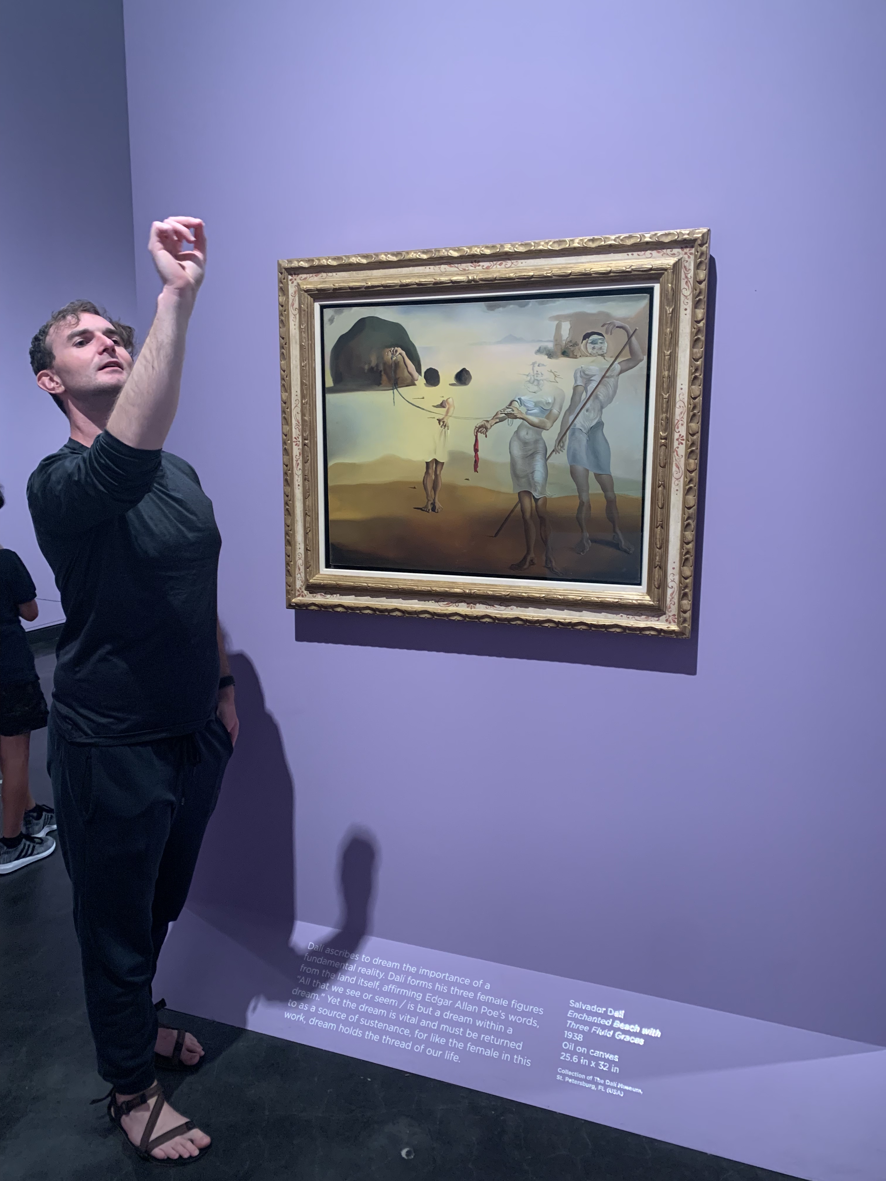 Dr. Boaz posing with the Dalí painting that inspired the dance | The Orthodox Snake Writing Agency