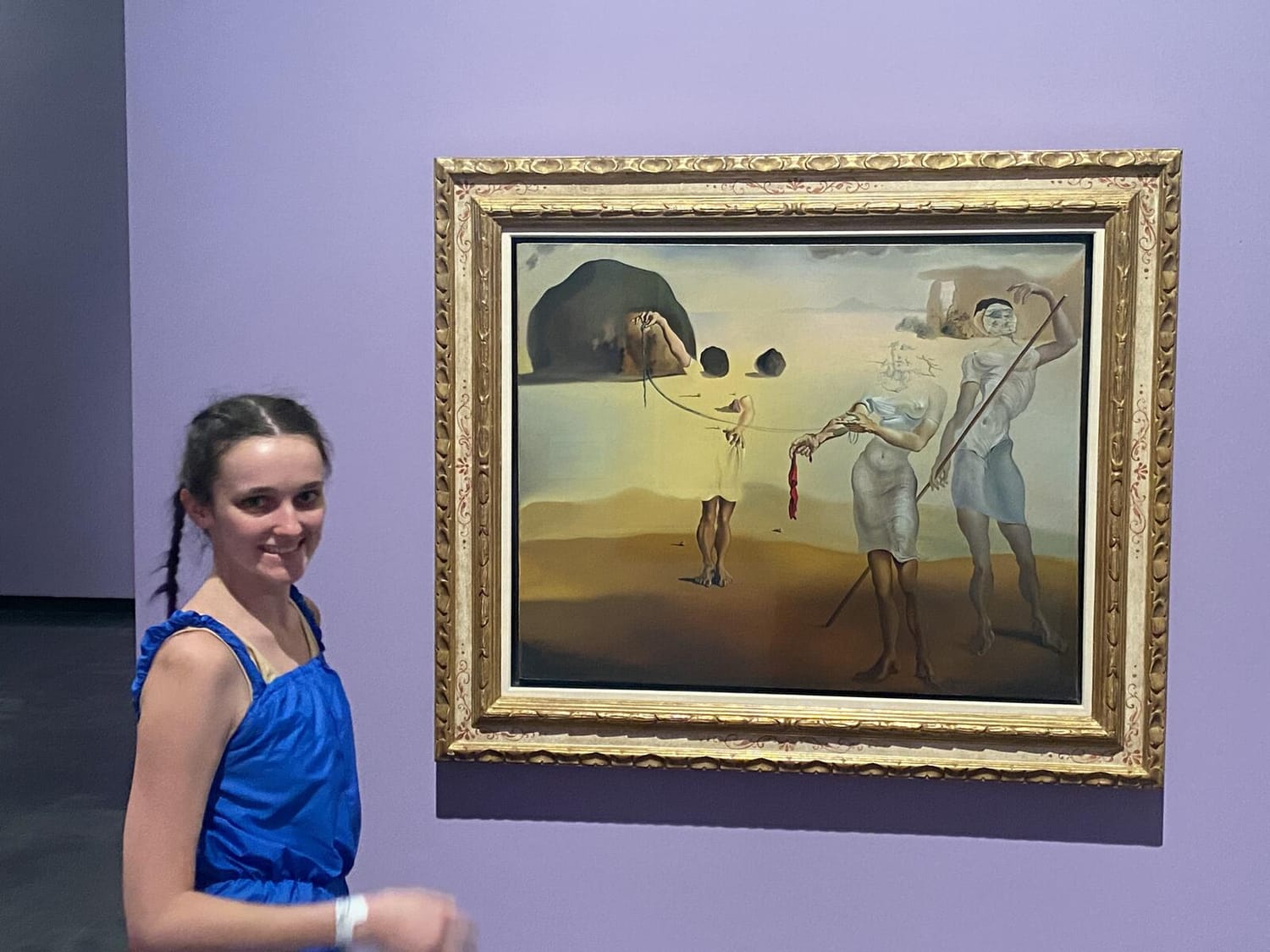 2nd photo of co-performance Shianne with the Dalí painting that inspired our dance | The Orthodox Snake Writing Agency