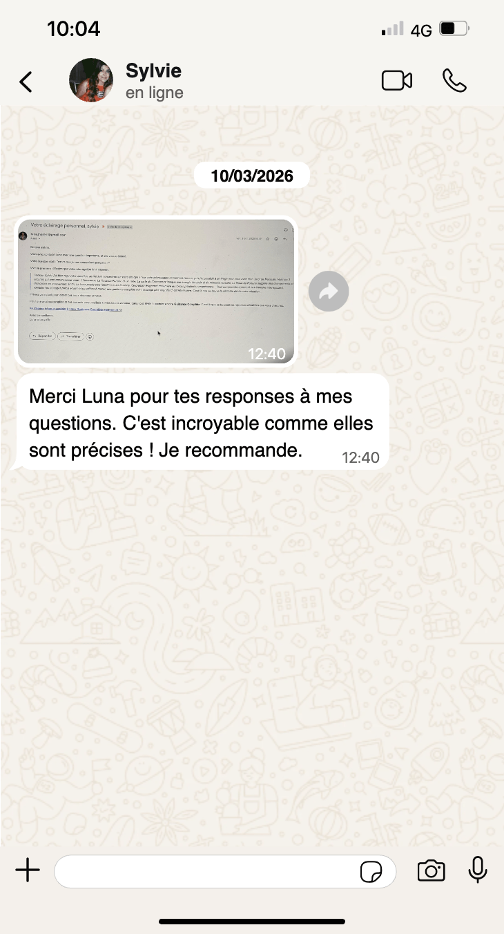 Conversation WhatsApp de Sylvie