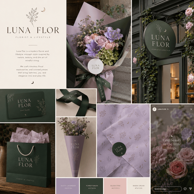 Luna Flor brandidentitet