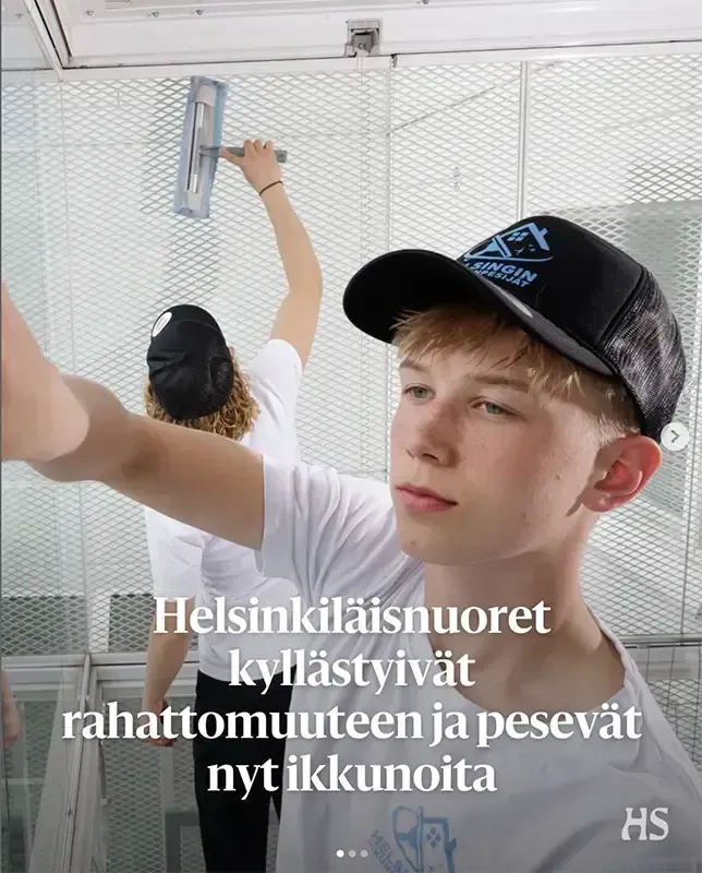 Uutinen Helsingin Ikkunanpesijöiden kahdesta omistajasta ja perustajasta Joonatan Lindholmista ja Ville Hautamäestä