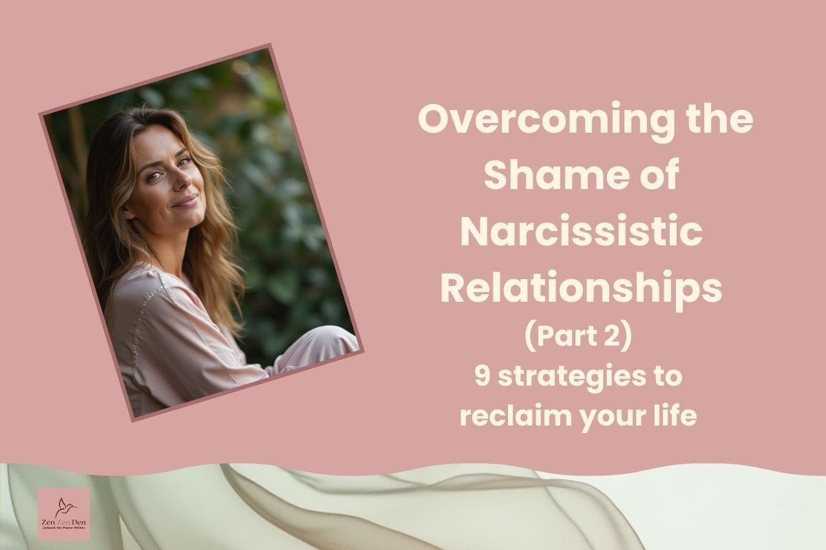 Smiling woman, sitting. Overcoming the shame of narcissistic relationships, 9 strategies to reclaim your life, part 2 of 2 part blog post. 