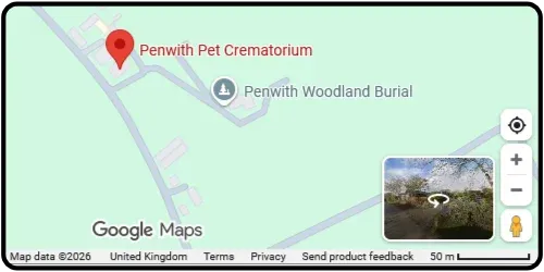 Map showing Penwith Pet Crematorium in Penzance TR19 6AN Cornwall
