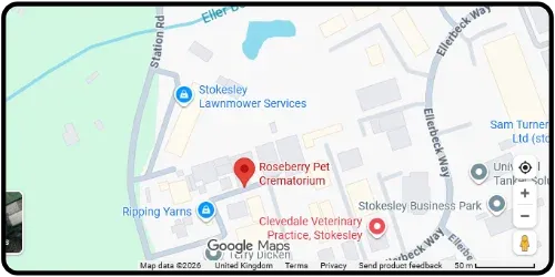 Map showing Roseberry Pet Crematorium in Middlesbrough TS9 7AE North Yorkshire