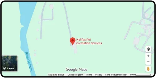 Map showing Halifax Pet Cremation Services in Sowerby Bridge HX6 3NB West Yorkshire
